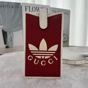 Pre-owned GUCCI x Adidas Trefoil Leather Phone Bag|19682922