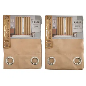 2 Pack Rama Taupe Energy Efficient Curtains 2 Panels 54x84 Blackout Grommet Window Treatment