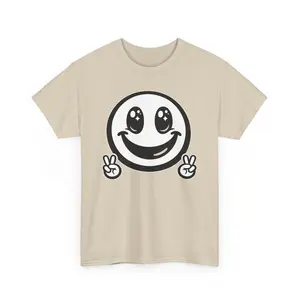 Smiley Face Peace Sign T-Shirt | Retro Happy Emoji Tee