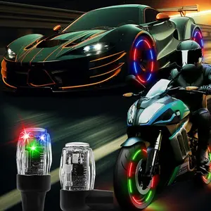 4 PCS Tire Valve Light Colorful LED Car Wheel Lights Waterproof Flash Lantern Tire Valve Stem Cap Lamp Automotive Decoration Accessories for SUV Truck Motorcycle Bike Bicycle