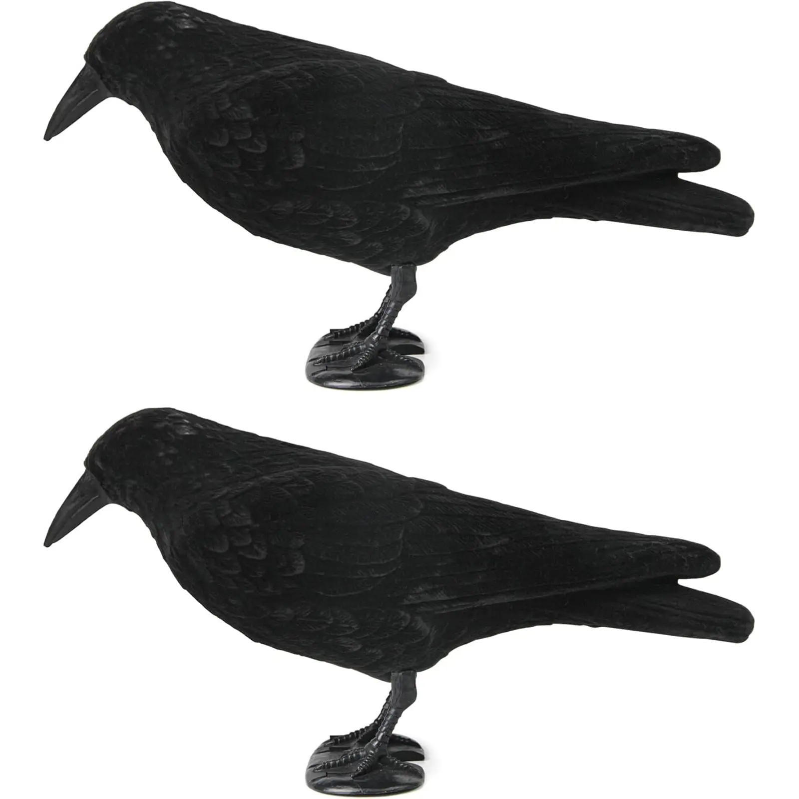 Volein 2-Pack Plastic Crow Decoy, Lifelike Bird Figurine for Crow Attraction, Garden Outdoor Hunting & Decorative Equipment