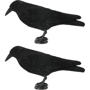 Volein Crow Decoy for Attracting Crows, 2-Pack Plastic Fake Crows Birds Decoy for Garden Yard Backyard Decoration Outdoor Lifelike