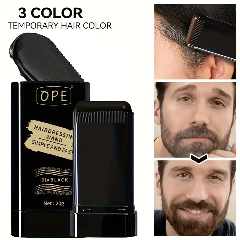 Portable Hair Dye Stick, Haircare, Quick Cover Hair & Beard, Hair Touch Up For Roots, Covers Grey Hair, Long-Lasting Formula for All Hair Types, Easy Application, 20g Pack, Temporary Hair Color