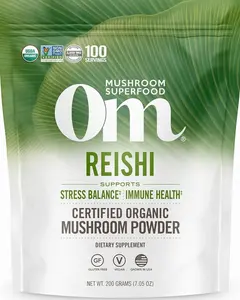 Om Mushroom Superfood Reishi Organic Mushroom Powder, 100 Servings, Organic Adaptogen Powder for Stress Relief and Immune Health
