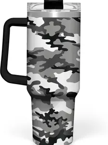 Camouflage Tumbler 40oz Stainless Steel Insulated with Lid & Straw, Camo Gifts for Men Dad Husband Brother Grandpa Veteran Hunting Lover on...