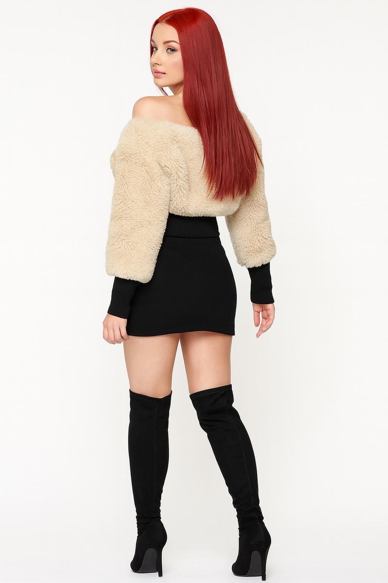 Women's Fashion Spliced Wool Short Jacket Comfortable Long Sleeve Style Outerwear Polyester Casual Thick Garment Womenswear Coats Soft Tops