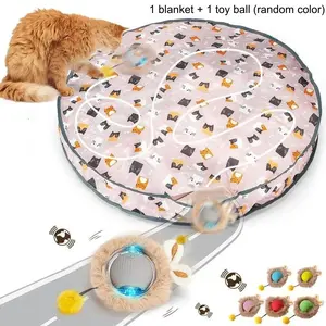 Cat Interactive Toy, Hidden & Seeking Game Mat with Moving Ball, Indoor Interactive Cat Toy, Perfect Cat Kick Toy, Bring Endless Fun