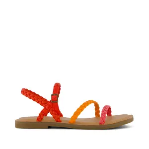 Kira Strappy Sandal Flame Synthetic Braid