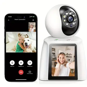 [SummerVibes] 2K Indoor Security Camera 2.8 Inch Screen Baby Monitor Pet Camera 360° Auto Tracking Night Vision Two-Way Audio Video AI Siren Alarm Phone App Remote for Baby Elderly Pet Home Safety smart motion cam