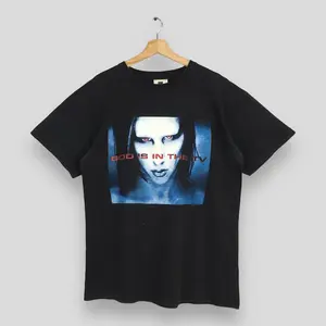 Vintage 1999 Marilyn Manson God Is In The TV Tshirt Large Marilyn Manson Hardcore Metal Rock Concert Tour American Winterland Tee Size L Trendding , Tshirt  ,Unisex Classic Tee , Retro Tee , Gift for her