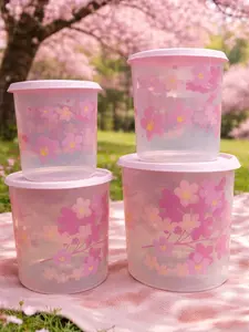 Set de 4 botes trasparentes decorados 4.3 litros 3 litros 2 litros 1.25 litros
