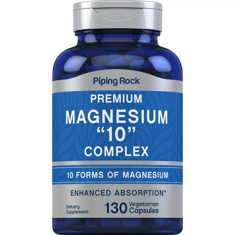 Piping Rock Magnesium 10 in One Complex | 130 Capsules | Supplement for Men and Women | Vegetarian, Non-GMO, Gluten Free