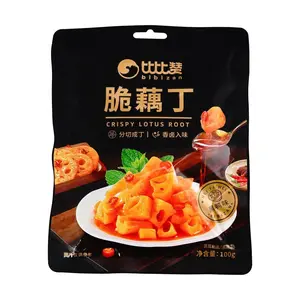 BiBiZan Crispy Lotus Root Cubes - Black Duck Flavor, 100g Snack Pack