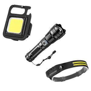 2-in-1 Portable Strong Flashlight, Rechargeable & X4 Waterproof, Adjustable Brightness Flash Light for Outdoor Accessories, Emergency, Camping Hiking Home, Black High Lumen Super Bright, Zoomable Beam 3 Modes Pocket Waterproof Flashlight