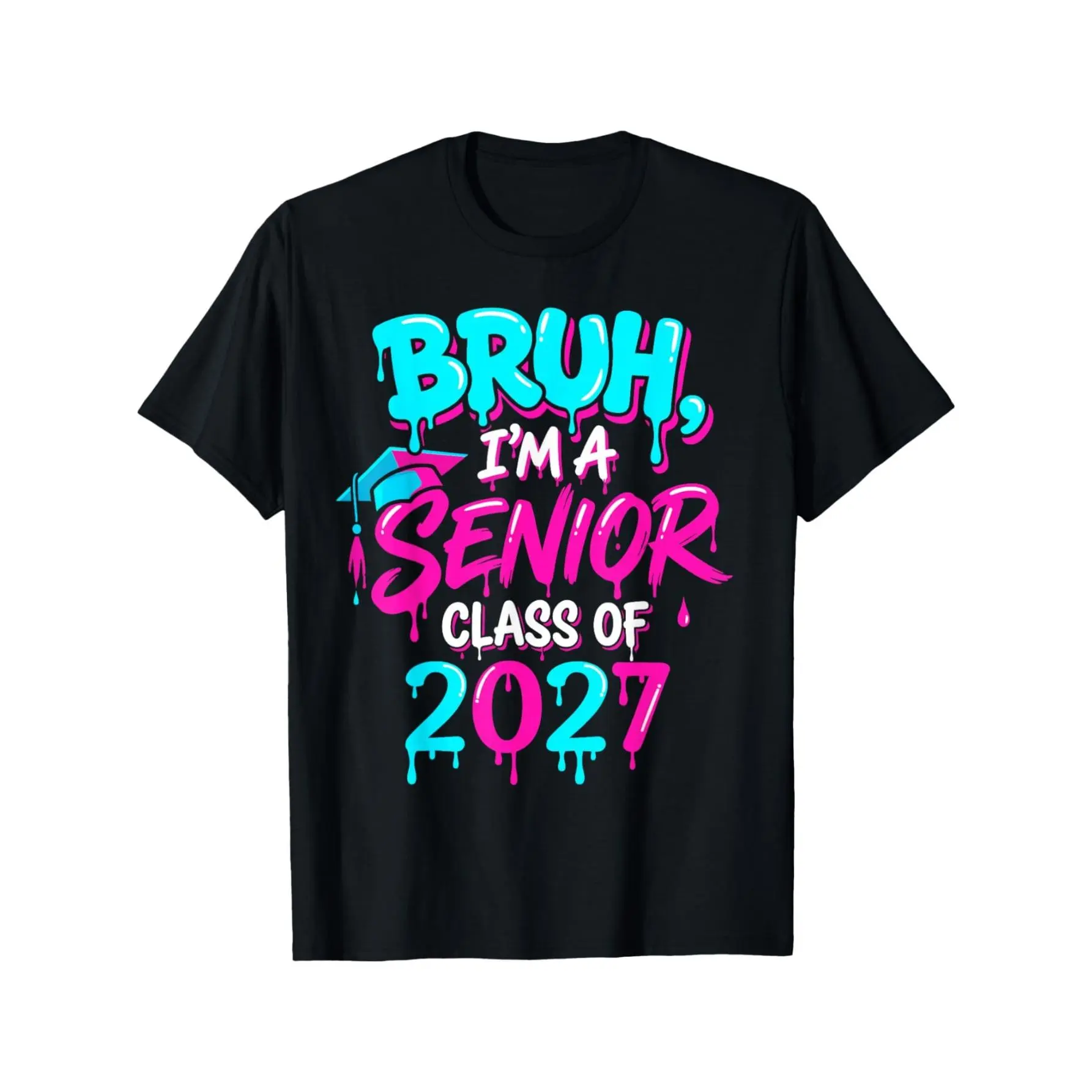 Funny Graduation Theme Graphic T Shirts for Class of 2027 Seniors, 'Bruh I'm Graduating' Comfy Crew Neck Short Sleeve Breathable Cotton Sports Top, Casual Gift for Best Friends