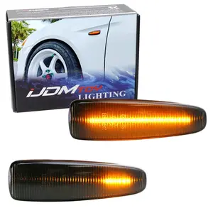 iJDMTOY Smoked Sequential Blink Amber LED Side Marker Light Assembly For Mitsubishi Lancer Evo X Mirage Outlander Sport, Powered by 36-SMD LED