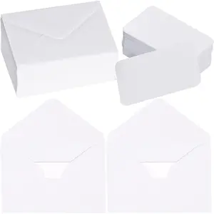 100 Sets Small White Envelopes with Small Blank  Business Card Wedding Invitation Pocket Envelopes for Graduations Wedding Shower Holiday 2.7 x 4 Inch
