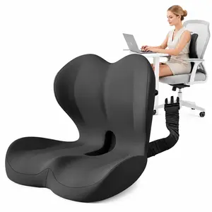 Ergonomic Memory Foam Seat & Back Cushion, Relieve Tailbone Sciatica & Lower Back Pain, Zippered Washable Cover, for Office Workers Drivers Students, Fits Office Chair Car Seat for Long Sitting