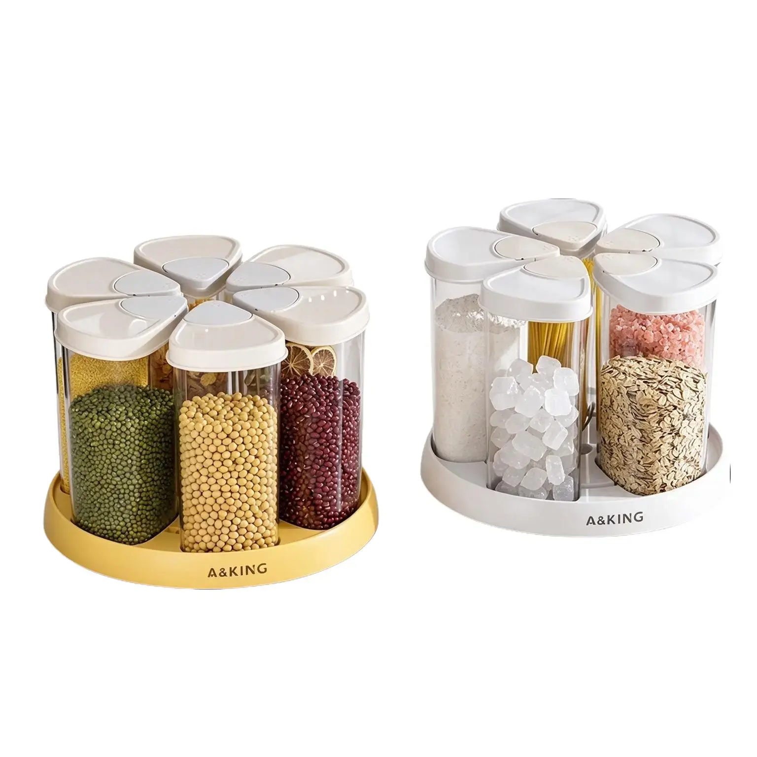 5-Compartment Reusable Dry Food Storage Container - Meal Prep Organizer, Lidded Design for Kitchen Pantry Storage of Soybeans, Corn, Legumes, Grains, Reusable Food Storage