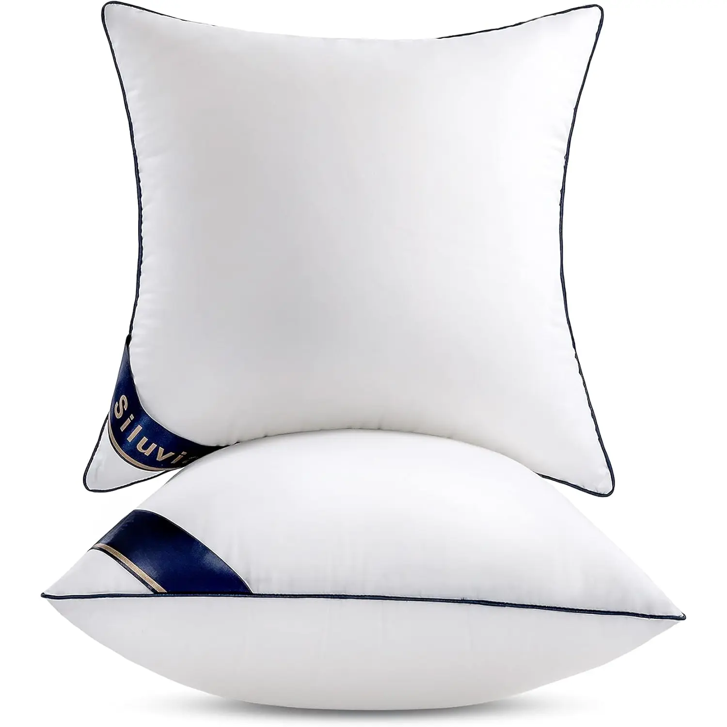 18"x18" Pillow Inserts Set of 2 Decorative Square Throw 18" Pillows with  Cotton Cover for Sofa, Couch, and Bed - White
