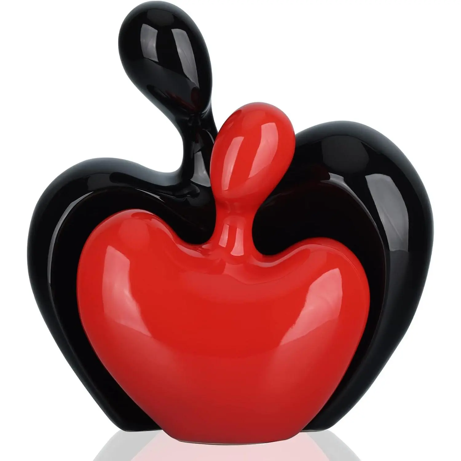 Ceramic Love Statue, Male and Female Couple embracing Sculpture, Black and red Home Decor, Wedding for Parents, Love Sign Figurines on The Shelf in The Living Room, 2- Set