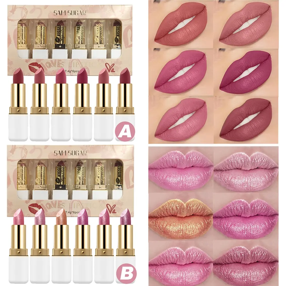 6-pack lip gloss set, easy to apply, waterproof, non stick, long-lasting gloss, color rendering lip gloss set, Lipstick Beauty