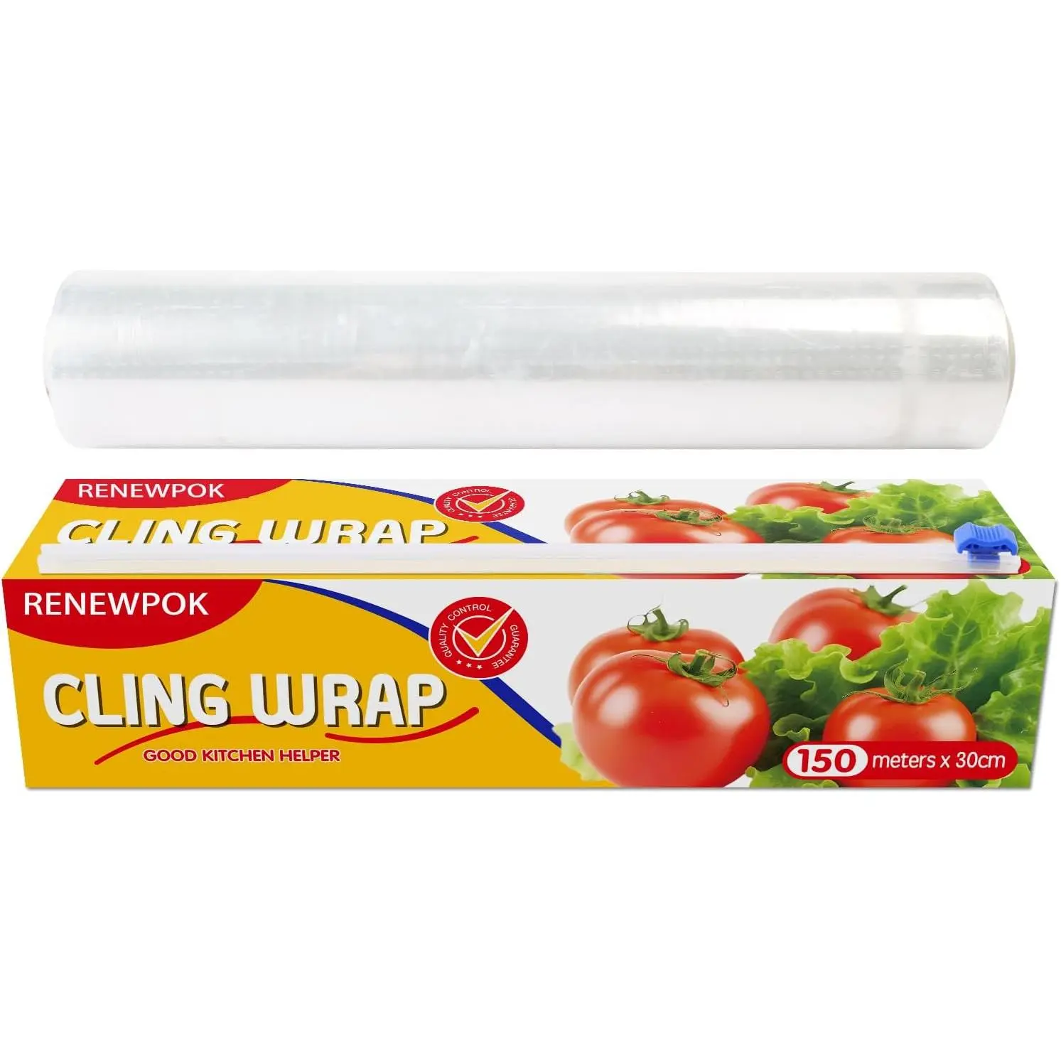 Plastic Food Wrap- 485 SQ. FT. Kitchen Cling Wrap Includes Slide  BPA-Free Clear Cling Film 30cm*150Meters