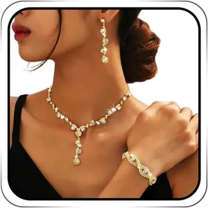 Rhinestone  Set Sparkly Prom  Necklace Wedding Necklace  Accessories for Women