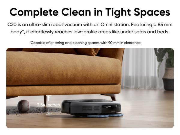 eufy C20 Omni Robot Vacuum, Robot Vacuum and Mop Combo, Self Emptying, Auto Mop Washing and Auto Drying for hands-free cleaning, 3.35-Inch Ultra-Slim Body, 7000 Pa Powerful Suction, All-in-One Station, Cleaner Machine Cleaner Cordless
