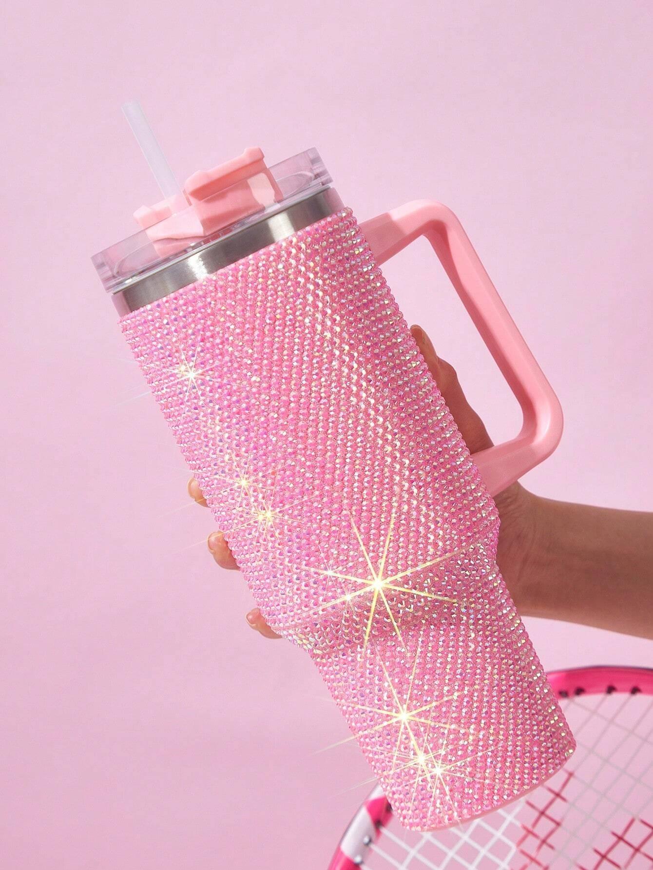 40oz Bling Rhinestones Tumbler with Handle - Sparkly Stainless Steel Water Bottle for IceCoffee, Must-Have CarAccessories & GymEssentials, Diamond Studded Cup for Women, Cute Birthday Gifts