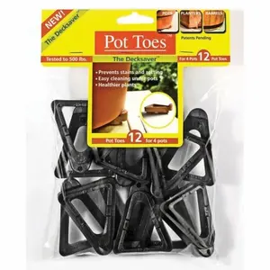 212 MAIN 12-Pack Black Slide-On Stackable Pot Toes Plant Stand (Model PSNPT12BLHT)