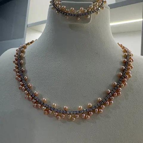 NO.11-Flashy long multi-functional design "Starlight" sweater necklace (90CM) / 3-4mm nearly perfect round freshwater pearls / S925