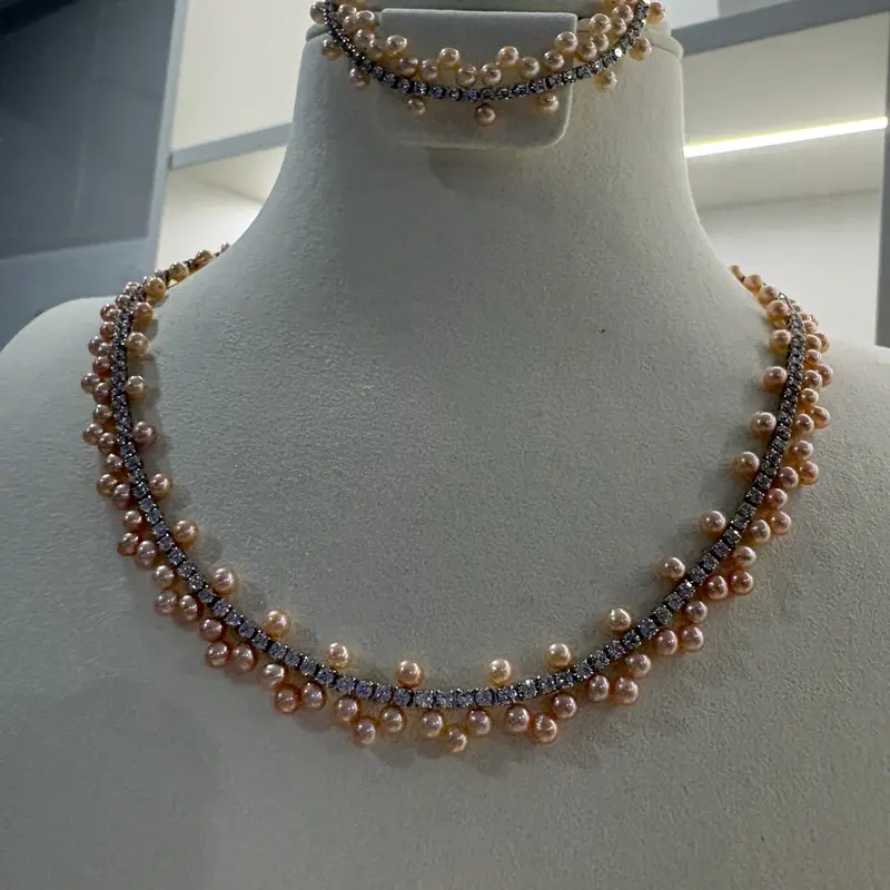 NO.11-Flashy long multi-functional design "Starlight" sweater necklace (90CM) / 3-4mm nearly perfect round freshwater pearls / S925