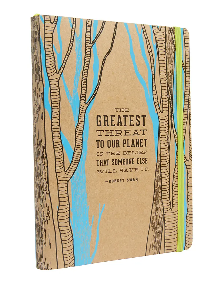 Eco-Friendly Softcover Journal Notebook, 240 Pages, 6”x8”, FSC Lined Kraft Paper, Eco-Quote Design, Office Stationery to Inspire You & Reduce Carbon Footprint