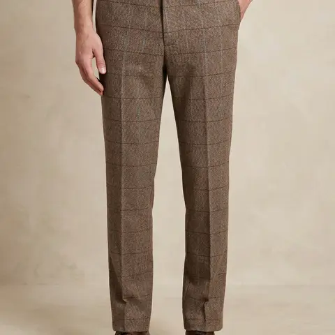 Men's dress trousers, tweed plaid, classic, fashionable, casual business suit pants