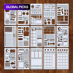 15pcs Reusable Plastic Templates for Journals, Planners and Scrapbooks, Scrapbooking, Includes Lists, Flowcharts, Creative Designs, Perfect for DIY Projects