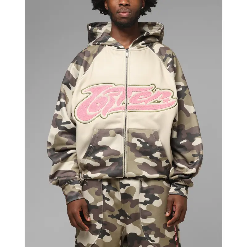 enemy rhinestone crop zip hoodie tree camo - TikTok Shop