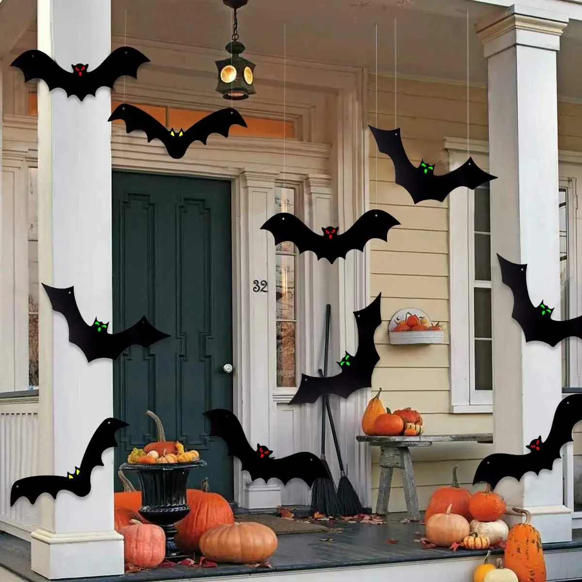 12PCS Spooky 3D Wings Bat Shapes Halloween Decorations, Realistic Lightweight Varied Sizes Hanging Black Bats for Outdoor/Indoor Walls, Yd & Haunted House Party Supplies