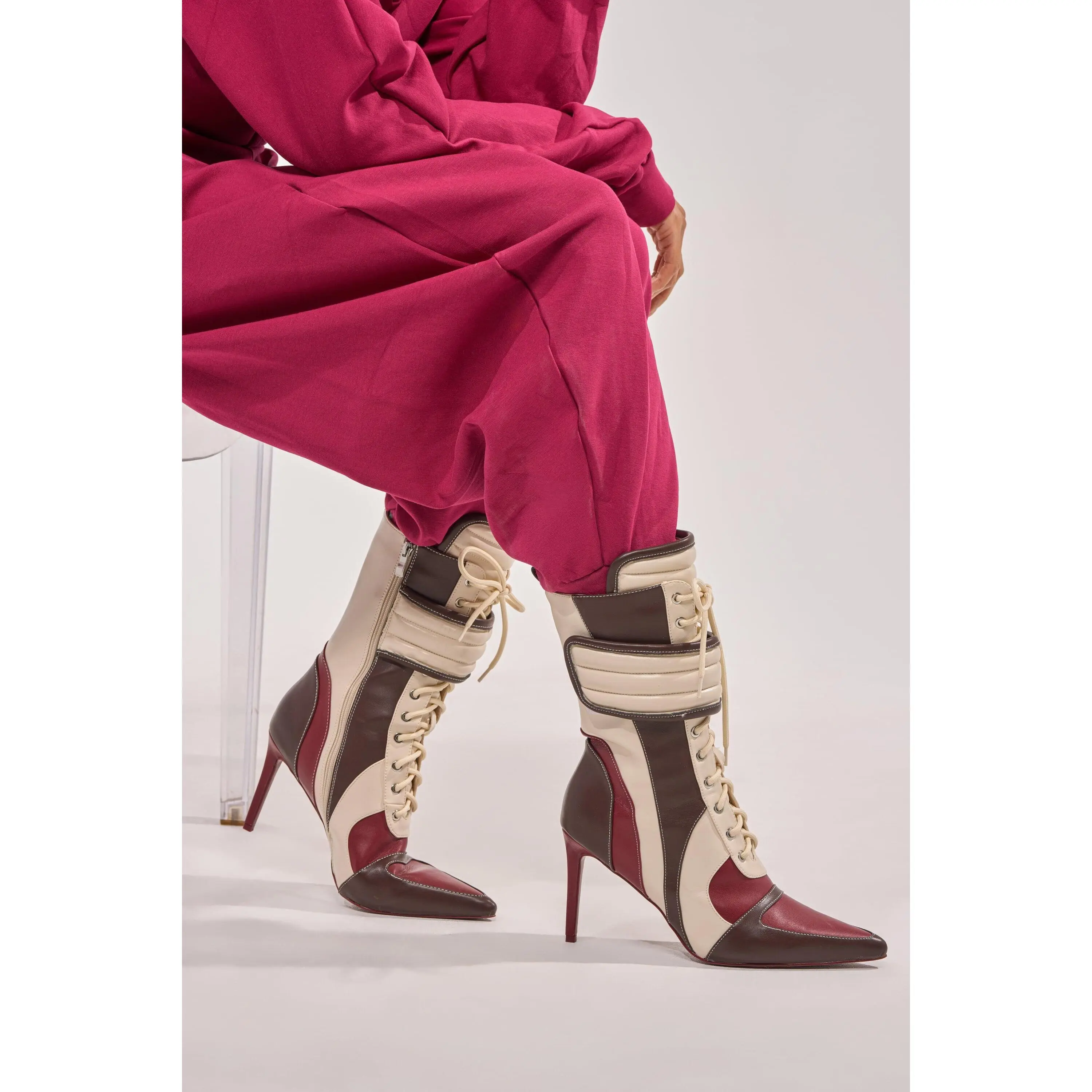 AZALEA WANG AMADA BROWN SPORTY STILETTO BOOTIE