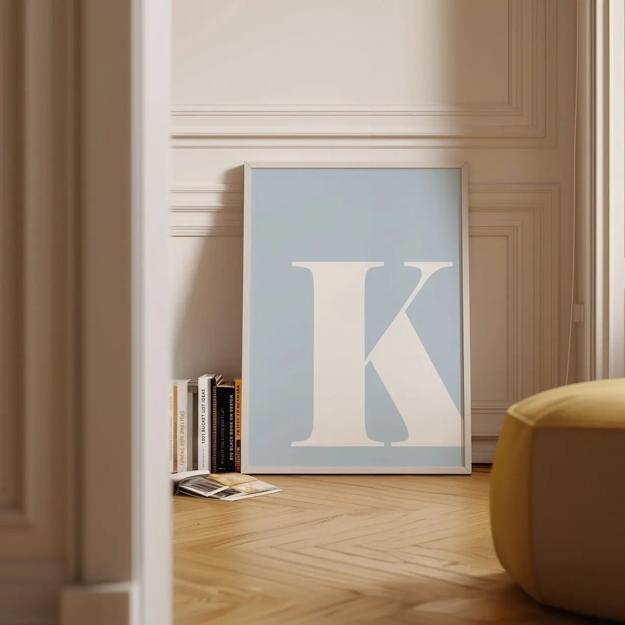 Letter K Print - Single Letters Poster - Light Blue Wall Art - K Poster - Big Letters For Wall K - Alphabet Letter Art - Letters For Nursery Z