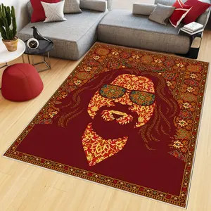 Dude Rug, Big Lebowski Rug, Big Brother Rug, Mid Century Rug, Personalized Gift, Room Decor, Cool Rug, Popular Rug, Red Rug,Gift For Him Her_1