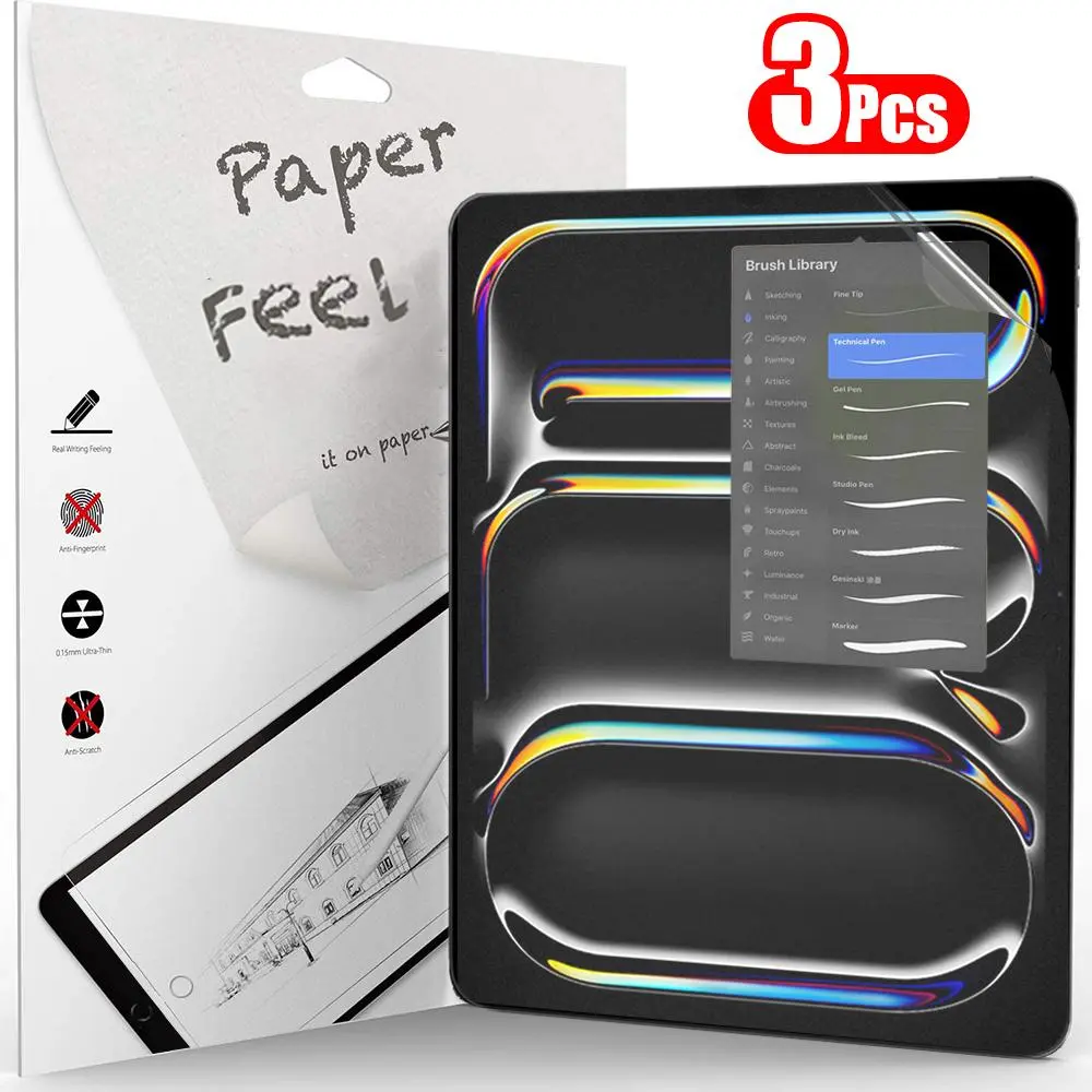 Lux-Screen - 3Pcs Paper Feel Like Screen Protector For ipad Air 11 Pro 13 2024 10th 9th Generation 8 7 6 Air 5 4 Pro 11 12.9 10.5 M5 No Glass