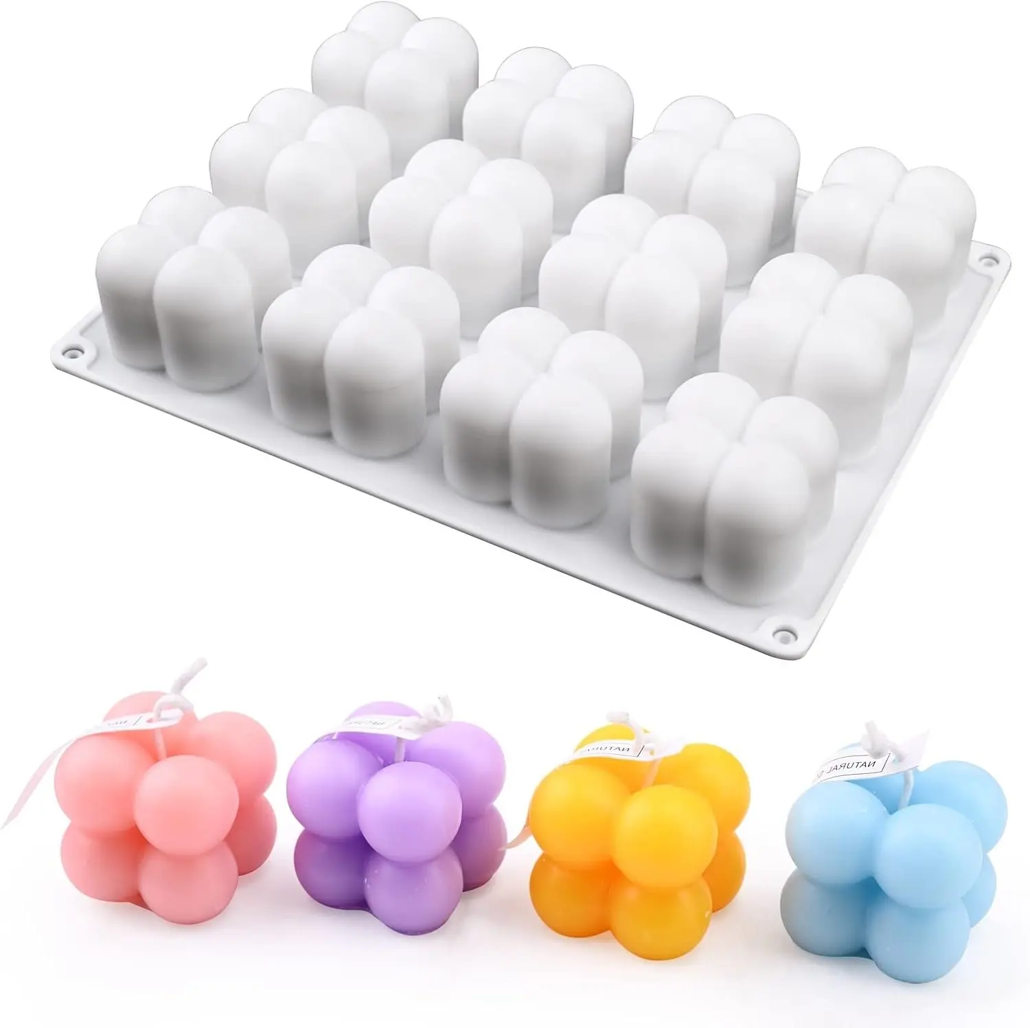 3D Bubble Candle Molds - 12 Cavity Bubble Cube Silicone Mold for Candles Soap Making, Bubble Cake Mold for Baking Mousse Cake Dessert Jelly Ice Cream