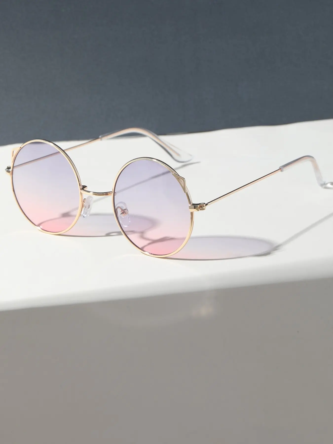 Women's Metal Vintage Round Full Frame Dual Color Lenses, High-End Fashion Lightweight Luxury Eyeglasses, Stylish Eyewear, Versatile Style, Circle Glasses