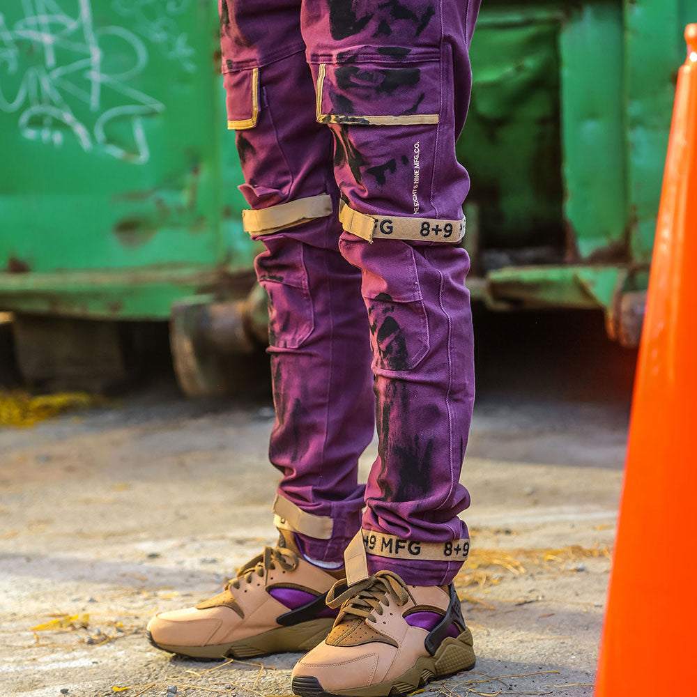 Strapped Up Utility Pant Berry Wash