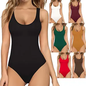 Women's Sexy Sleeveless Tank Top Bodysuit Summer Slim Fit Bodysuit for Women Basic Plus Size Workout Sets in Black Minimalist Style Bridal Womenswear workout sets women sports bra