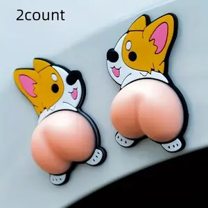 Car External Cartoon Silicone Anti-Collision Stickers, Prevent Scratches and Collisions, Car Door Decoration, 2 Pack