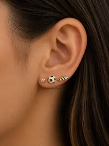 14K Gold Dipped Soccer Ball & Soccer Cleats Stud Earrings – Cute Sports Earrings for Soccer Lovers
