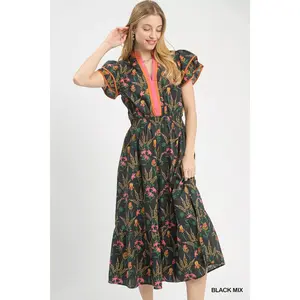 Umgee Mix Floral Midi Dress