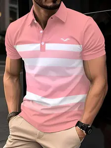 Men's Polo Shirt Short Sleeve, Colorblock Casual Eagle Embroidery, Fitted Summer Shirt, Daily Home Commute, Birthday Gift